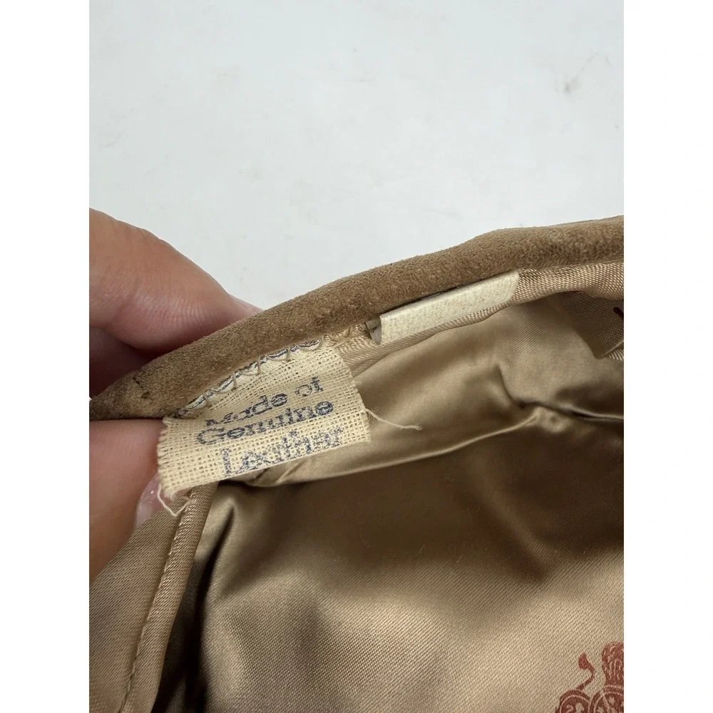 Vintage L.L. Bean Leather Newsboy Hat Cap Union Made USA Cabbie sz Large Tan